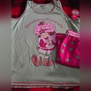 Strawberry Shortcake Women's Pajama Set - Green and Pink